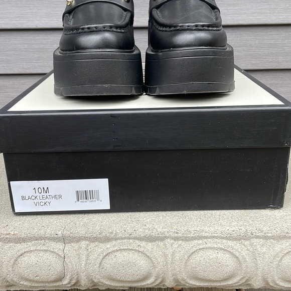 Vicky Black Leather Platform sz 10 - Picture 12 of 15